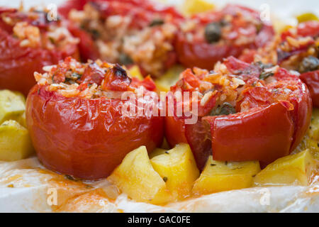 tomatoes stuffed with rice Stock Photo