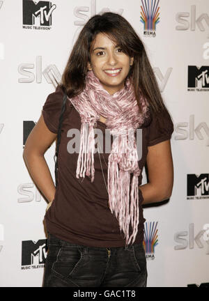 Konnie Huq arriving for the Sky send-off Party for MTV's Europe Music Awards, at Bloomsbury House in central London. Stock Photo