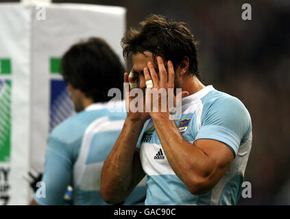 Rugby Union - IRB Rugby World Cup 2007 - Semi Final - South Africa v Argentina - Stade de France. Argentina's Juan Martin Hernandez stands dejected Stock Photo