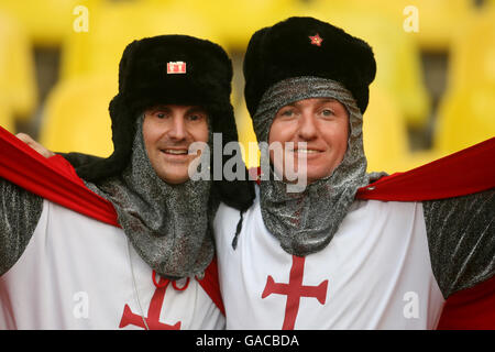 Soccer - UEFA European Championship 2008 Qualifying - Group E - Russia v England - Luzhniki Stadium. Two England fans dressed as knights Stock Photo