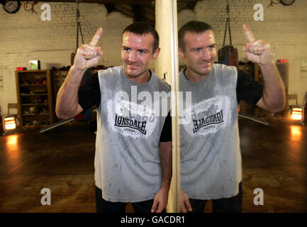 Scotland's Scott Harrison poses for the media during a photo call at the Phoenix Amateur Boxing Club in Glasgow. Stock Photo