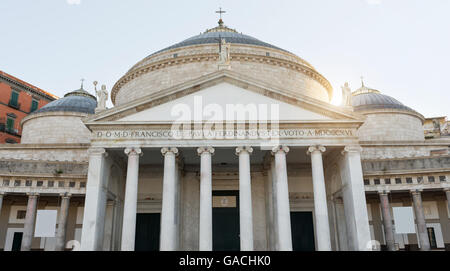 Facade of Pontifical Royal basilica by St. Francis of Paola in Plebiscito's Square - Naples- IT Stock Photo