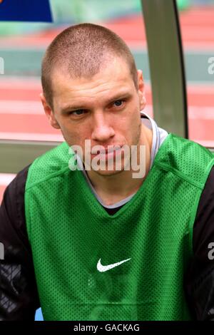 Soccer - FIFA World Cup 2002 - Group H - Belgium v Russia. Russia's reserve goalkeeper Alexander Filimonov Stock Photo