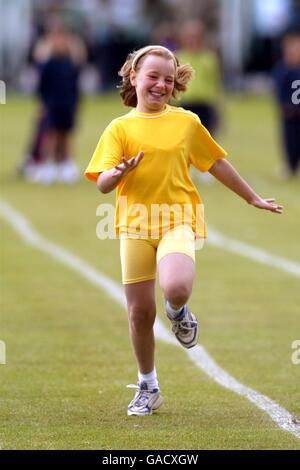Athletics - The Elms School Sports Day. Action from The Elms School Sports Day Stock Photo