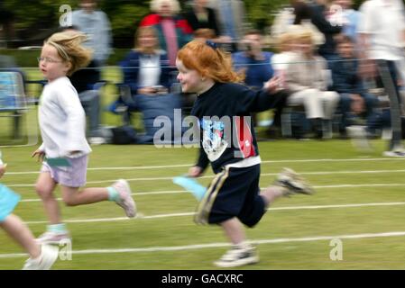 Athletics - The Elms School Sports Day. Action from The Elms School Sports Day Stock Photo