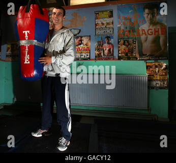 WBO World Boxing Champion Joe Calzaghe during a media work-out at Enzo Calzaghe Boxing Gym, Abercarn. Stock Photo