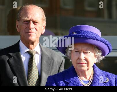 The Queen and Duke of Edinburgh pictured at the world-famous Pinewood Studios. Stock Photo