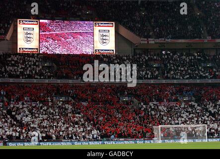 Soccer - UEFA European Championship 2008 Qualifying - Group E - England v Croatia - Wembley Stadium. England fans in the stands during the game Stock Photo