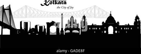 Vector illustration of the skyline of Kolkata, India Stock Vector