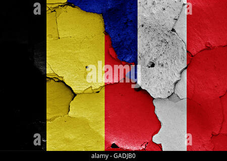 Flags of France and Belgium painted on cracked wall Stock Photo - Alamy