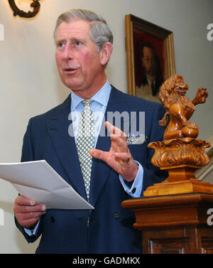 The Prince of Wales addresses a reception which he hosted at Clarence House, central London for head teachers from schools which sent delegates to The Prince's Teaching Institute Summer Schools. Stock Photo