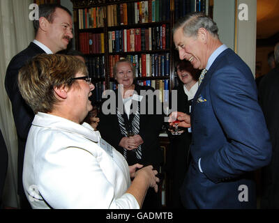 The Prince of Wales addresses a reception which he hosted at Clarence House, central London for head teachers from schools which sent delegates to The Prince's Teaching Institute Summer Schools. Stock Photo