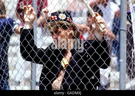 Soccer - World Cup Mexico 86 - Group E - Scotland v Uruguay. Disappointment is written all over the face of this Scotland fan, after his team were knocked out of the World Cup Stock Photo