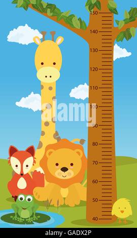 Height chart animals Stock Vector