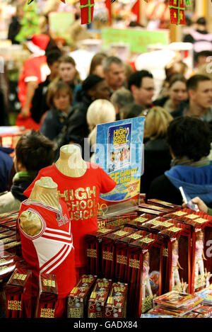 Hundreds of fans queue in central London to be among the first to get their hands on the new High School Musical 2 DVD which hits stores on Monday December 3, 2007. Stock Photo