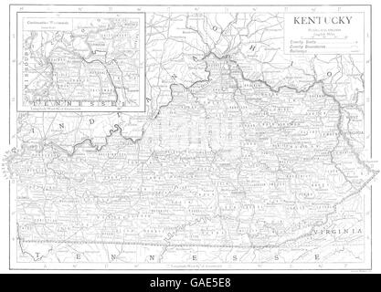 KENTUCKY: State map showing counties, 1910 Stock Photo