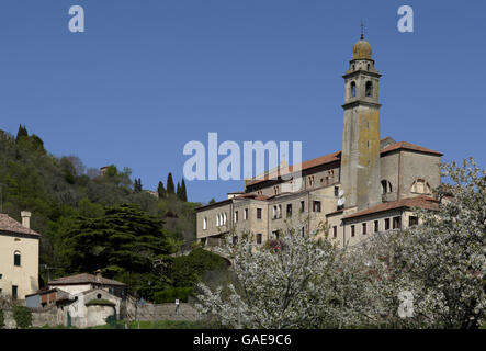 Church of Santa Maria Assunta, Arqua Petrarca, Colli Euganean or Euganean Hills, Padova province, Veneto, Italy, Europe Stock Photo