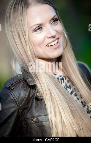 Young blond woman in portrait Stock Photo
