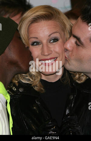 Denise Van Outen joins her fellow cast members from the musical Rent, outside the Duke of York's Theatre in central London, in a bid to combat ignorance surrounding HIV and Aids by sending out a message for World Aids Day, tomorrow. Stock Photo