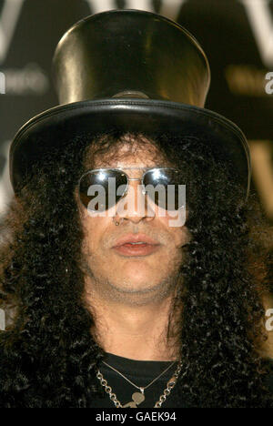 Former Guns N' Roses guitarist Slash signs copies of his autobiography 'Slash' at Waterstone's in Piccadilly, London. Stock Photo