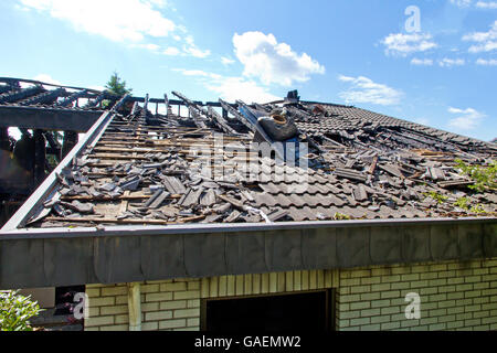 House burned after a lightning strike Stock Photo