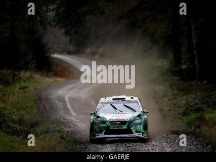 Auto - FIA World Rally Championship - Wales. Matthew Wilson of Great Britain in the Ford Focus WRC 06 on the Brechfa Special Stage during the FIA World Rally Championship. Stock Photo