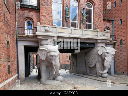 Elefantporten, the Elephant Gate is the entrance from the Valby side to the old Carlsberg Brewery area in Copenhagen, Denmark. Stock Photo