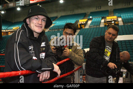 Ricky Hatton in the ring at the MGM Grand Hotel in Las Vegas ahead of the World Title Fight against Floyd Mayweather. Stock Photo