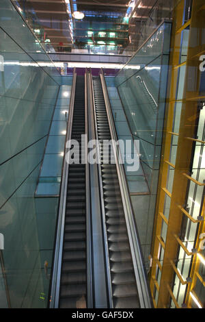 An Escalator In The New Terminal 2 At Heathrow Airport, London Stock 