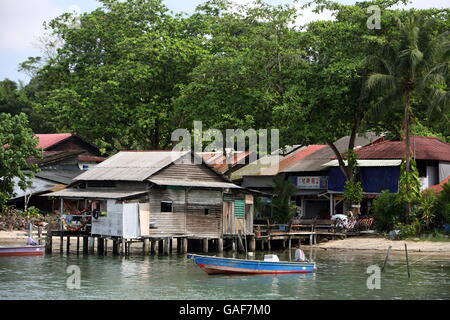 the village of Palau Ubin Island on the coast of the city of Singapore in Southeastasia. Stock Photo