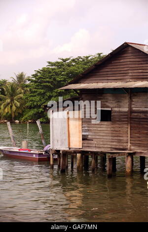 the village of Palau Ubin Island on the coast of the city of Singapore in Southeastasia. Stock Photo