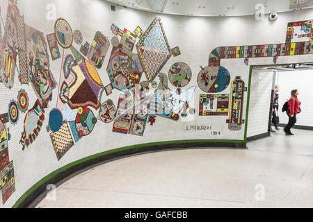 Remnants of the original Eduardo Paolozzi mosaics in Tottenham Court Road station, London, UK Stock Photo