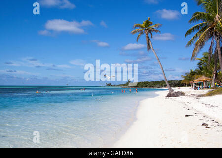 Morning view of the beach on Little Stirrup Cay (The Bahamas). Stock Photo