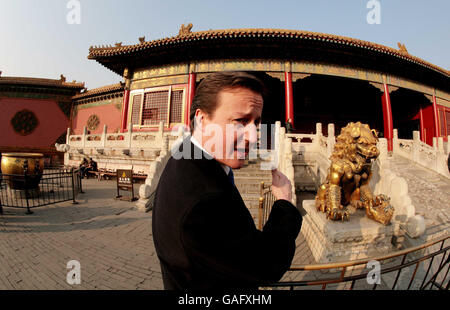 Leader of the Conservative Party David Cameron visits the Forbidden City in the centre Beijing in China, on the second day of a three day tour of the country. Stock Photo