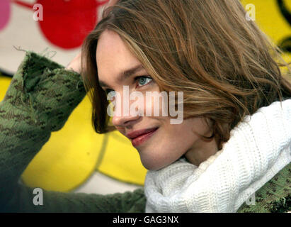 Five large-scale Russian nesting dolls, known as Matryoshka, are unveiled by London-based Russian supermodel Natalia Vodianova beside the British Airways London Eye, London. Stock Photo