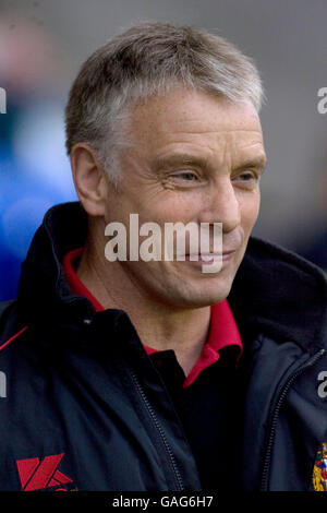 Rugby League - Friendly - Warrington Wolves v Wigan Warriors - The Halliwell Jones Stadium. Brian Noble, Wigan Coach Stock Photo