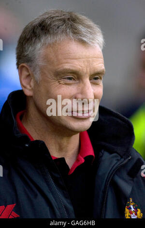 Rugby League - Friendly - Warrington Wolves v Wigan Warriors - The Halliwell Jones Stadium. Brian Noble, Wigan Coach Stock Photo