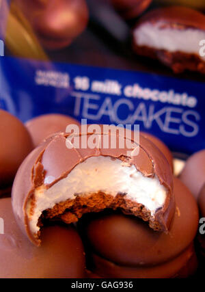 Generic picture of Marks and Spencer milk chocolate teacakes. Stock Photo