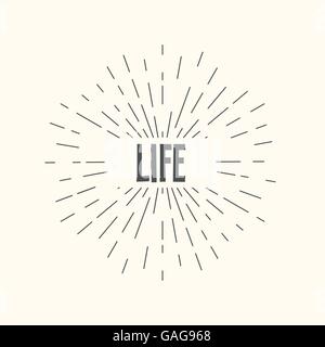 Hand drawn sunburst vector - life. Stock Vector