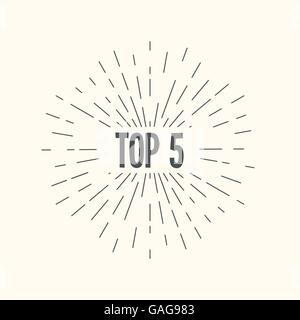Hand drawn sunburst vector - top 5. Stock Vector