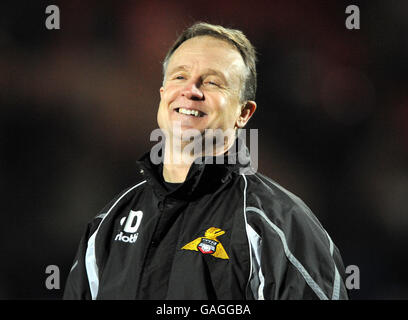 Soccer - Coca-Cola Football League One - Doncaster Rovers v Carlisle United - Keepmoat Stadium. Doncaster Rovers' Manager Sean O'Driscoll is all smiles after his teams victory Stock Photo
