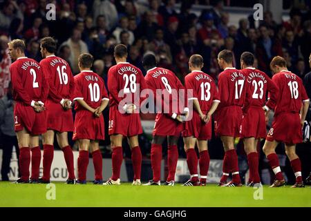 Soccer - UEFA Champions League - Group B - Liverpool v Spartak Moscow. The Liverpool players line up before the game Stock Photo