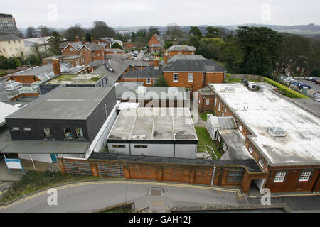 General view of The Royal Hampshire County Hospital in Winchester, Hampshire which is the headquarters of the Winchester and Eastleigh Healthcare NHS Trust. Stock Photo