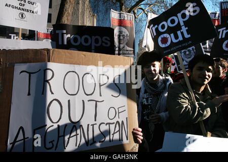 Protesters outside Downing Street in London during US secretary of state Condoleezza Rice's visit to the capital.