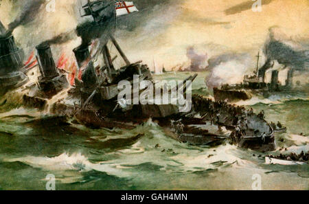 The World's Greatest Sea fight - The Battle of Jutland May, 1916 Stock Photo