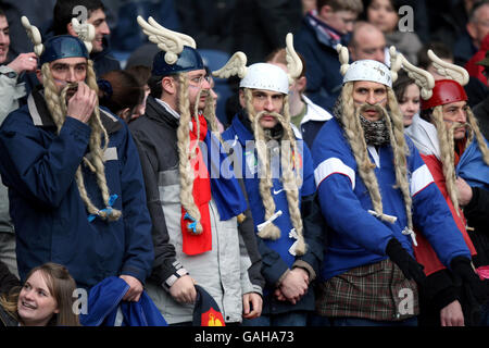 Rugby Union - RBS 6 Nations Championship 2008 - Scotland v France - Murrayfield. French fans support their side in the stands Stock Photo