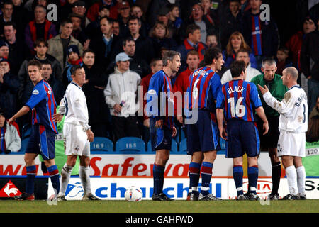 Soccer - Worthington Cup - Fourth Round -Crystal Palace v Oldham Athletic. Crystal Palace's Danny Granville (far left) walks off after receiving a red card Stock Photo