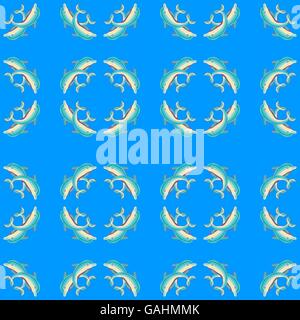 Dolphins seamless pattern, vector background. Stock Vector