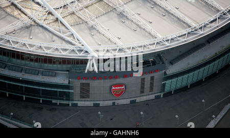 aerial view of Emirates Stadium home of Arsenal FC, North London, UK ...