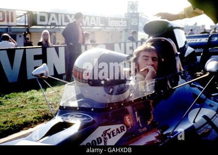 Formula One Motor Racing - Brands Hatch. Jackie Stewart sitting in his Ford Stock Photo